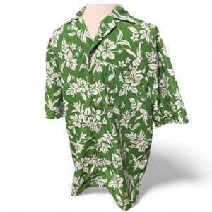 Men's Uzzi Amphibious Gear Hawaiian Shirt Green & White Floral Size Large